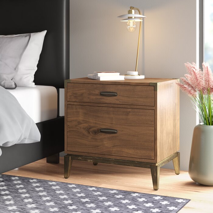 AllModern Permelia 2 Drawer Nightstand in Brown & Reviews Wayfair